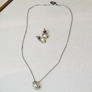 NUDE SET, WHITE, RHODIUM PLATED